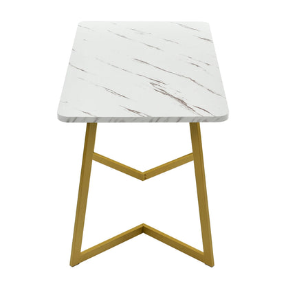 Eettafel - Marmerlook - 117x68cm - Wit/Goud