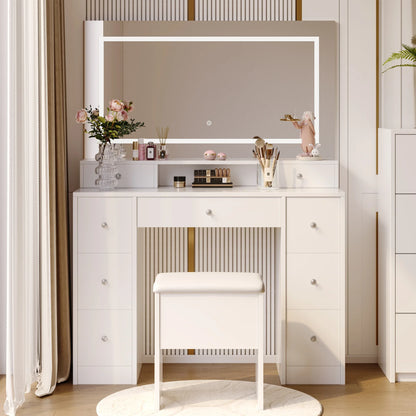 Make-up Tafel - Met Kruk - LED-verlichting - Wit