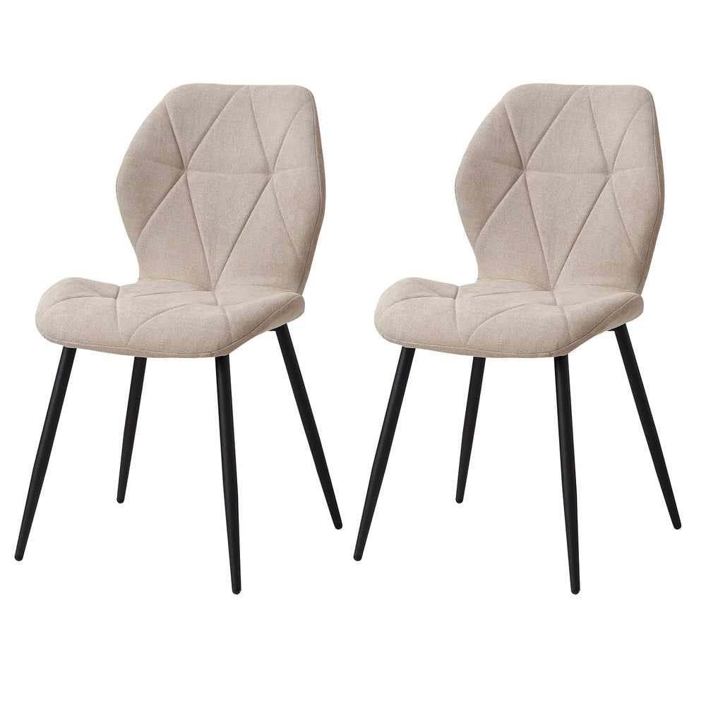 EGOONM Set of 2/4/6 Dining Chairs Upholstered Padded Linen Fabric Kitchen Chairs Metal Legs for Balcony Restaurant Dining Room