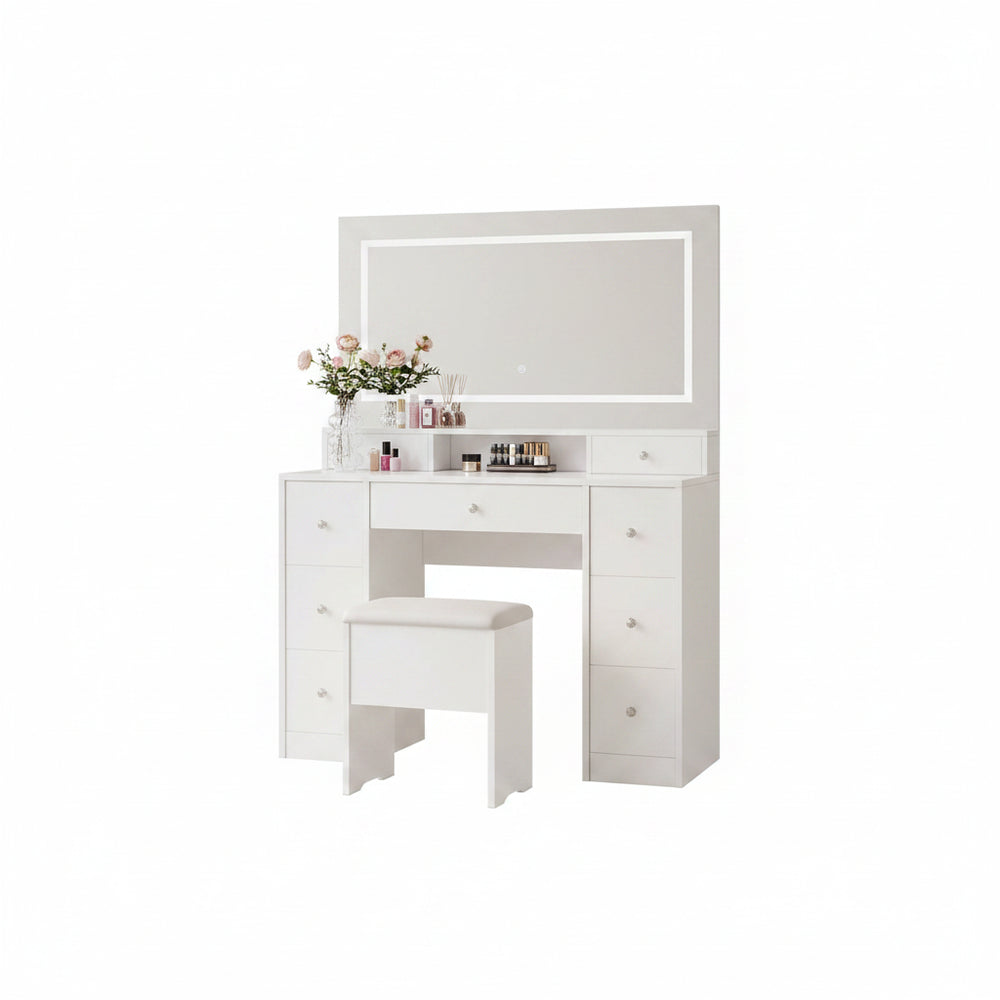 Make-up Tafel - Met Kruk - LED-verlichting - Wit