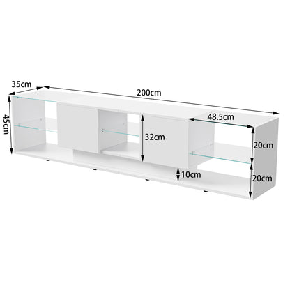 LED-verlichte TV-stand - Houten TV-kast - 200x35x45cm, Wit