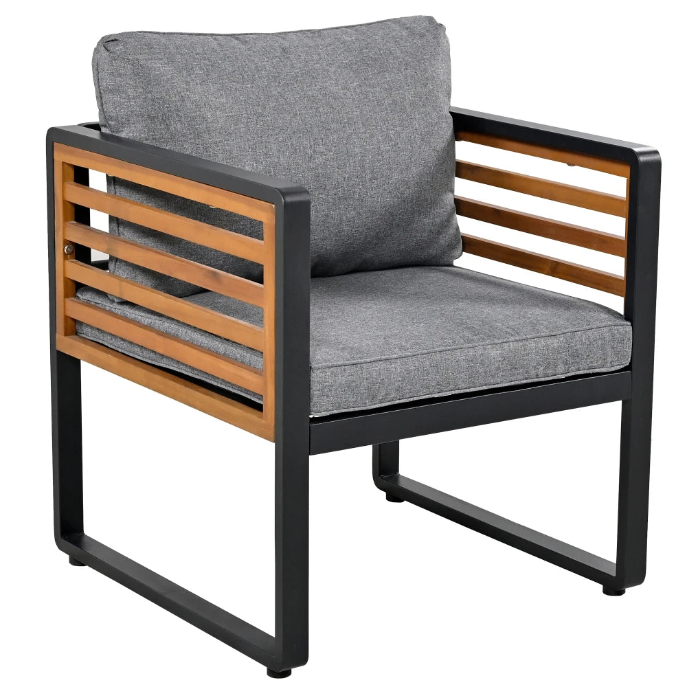 8-persoons patio lounge set - 4 Stoelen - 2 Banken - 2 Bijzettafels - Grijs
