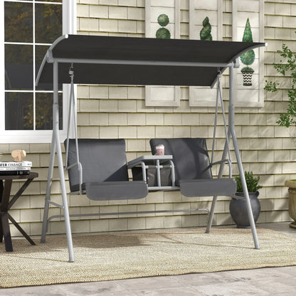 2-Persoons Schommelbank met Zonnescherm, Tafel en Tas - Zwart