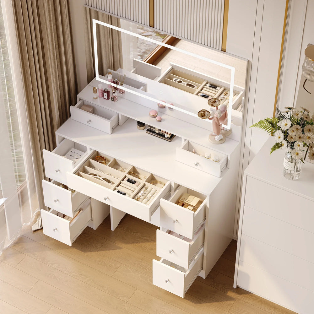 Make-up Tafel - Met Kruk - LED-verlichting - Wit