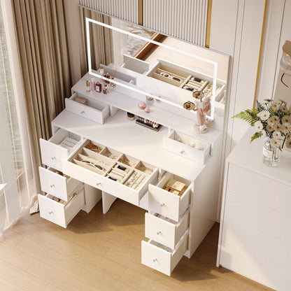 Make-up Tafel - Met Kruk - LED-verlichting - Wit