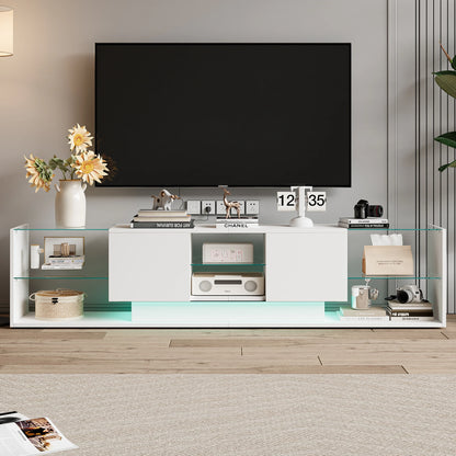 LED-verlichte TV-stand - Houten TV-kast - 200x35x45cm, Wit