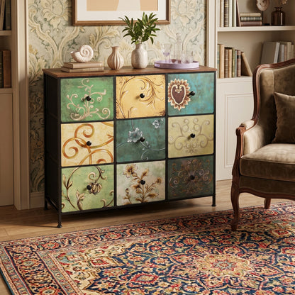 Dressoir Vintage look - 9 Laden - Hout - Metaal