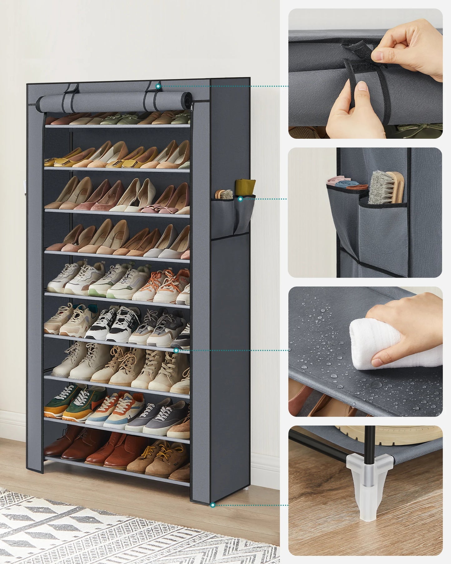 SONGMICS shoe rack 10-level shoe cabinet for up to 40 pairs of shoes