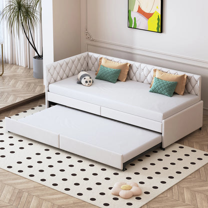 Velours Slaapbank - 90 × 200 cm, Inclusief 12 cm Matras - Grijs/Wit