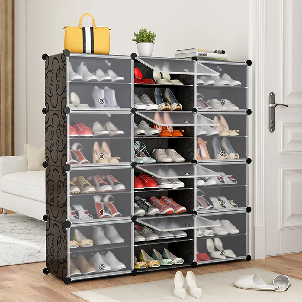 Shoe rack for 48 pairs of shoes, shoe cabinet with 3 x 8 tiers, for hallway, bedroom, entrance, 30 x 40 x 30 cm per compartment