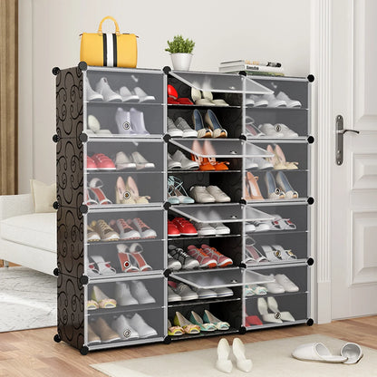 Shoe rack for 48 pairs of shoes, shoe cabinet with 3 x 8 tiers, for hallway, bedroom, entrance, 30 x 40 x 30 cm per compartment