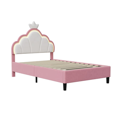 Led-verlichte Kussensbed - 203,5x90,5x132,5 cm, 203,5x140,5x132,5 cm - Flanelstof
