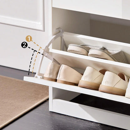 SoBuy FSR180-W 4-flap shoe dump truck shoe rack with 8 storage surfaces White BHT approx. 60x90x30cm