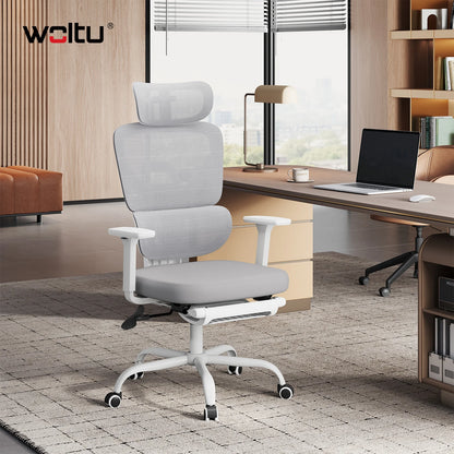 WOLTU Ergonomic Office Chair Mesh Fabric Desk Chair with Adjustable Headrest Backrest Swivel High Back Chair for Study Office