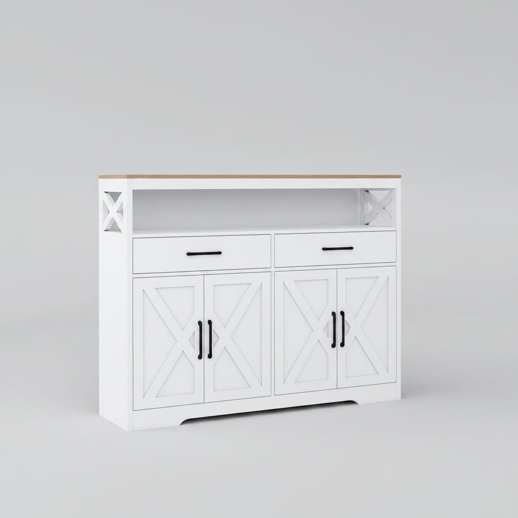 Dressoir - 2 Lades & 2 Deuren - Wit - Opbergruimte