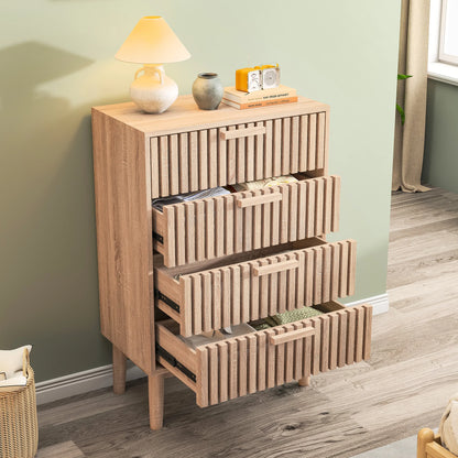 Houten Ladekast - 4 of 6 Laden - Houtlook/Walnoot, Moderne Opbergkast - 60 × 34 × 91 cm / 100 × 34 × 73 cm