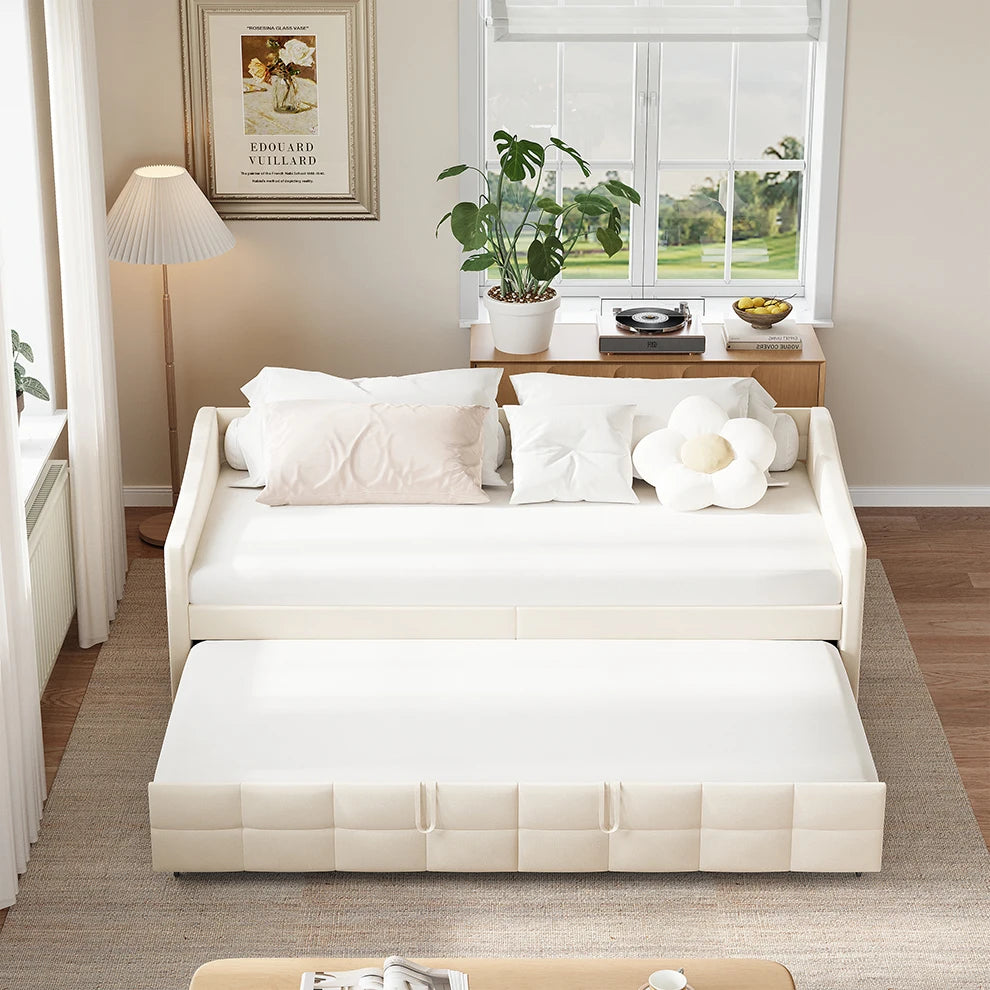 Kunstleer Extensieve Bankbed - 90x200cm - Grijs