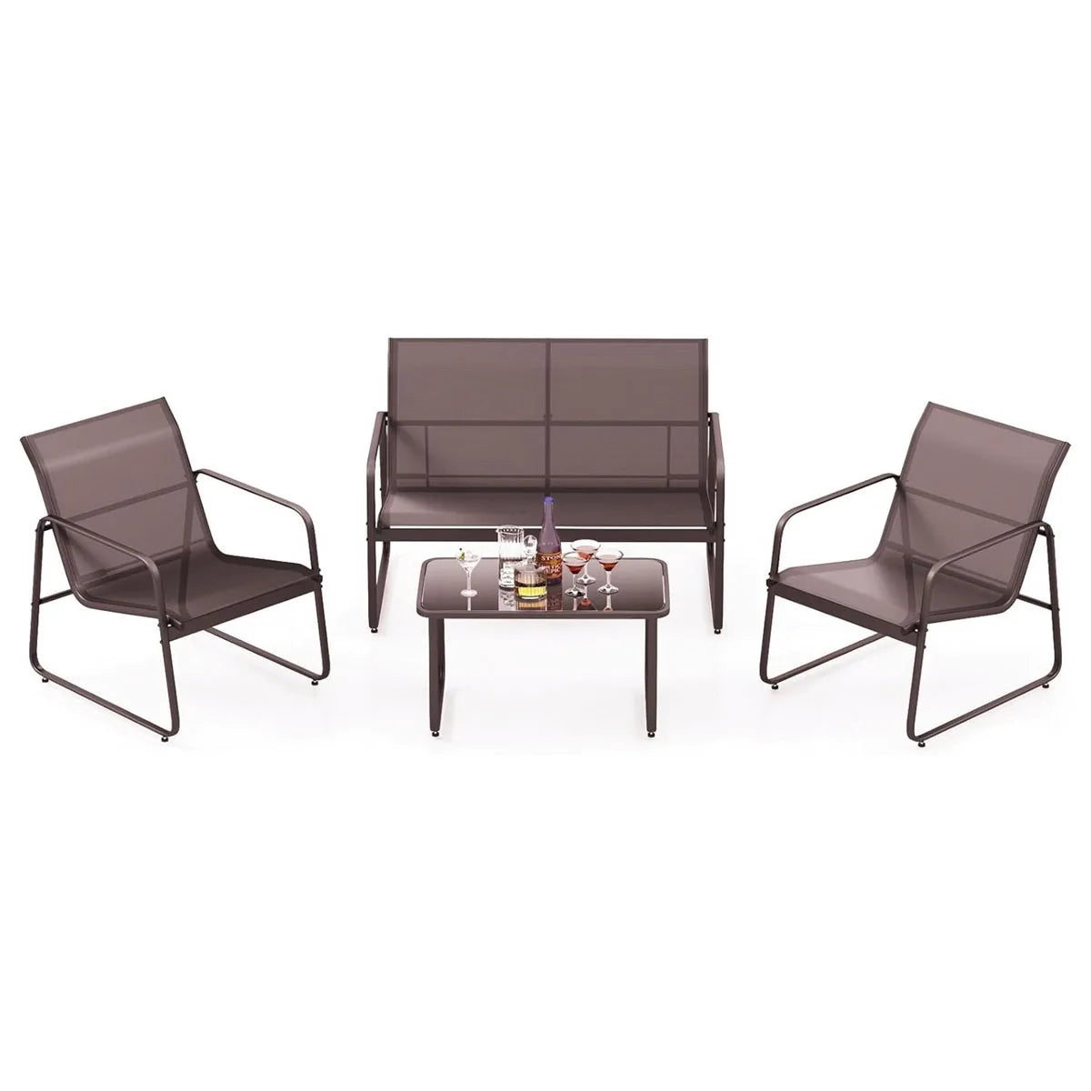 4-persoons Tuinset - 53x120x80cm - Bruin