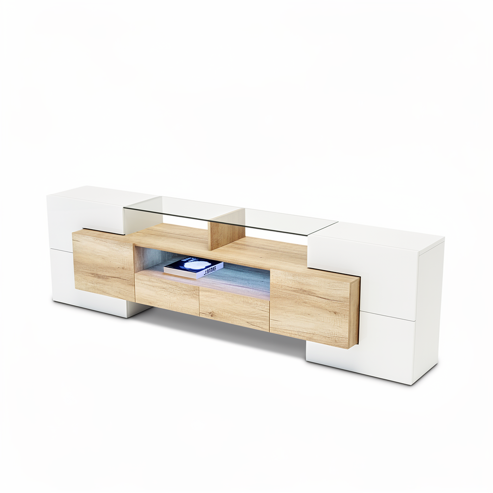 Witte TV-meubel - 200 cm - LED-verlichting