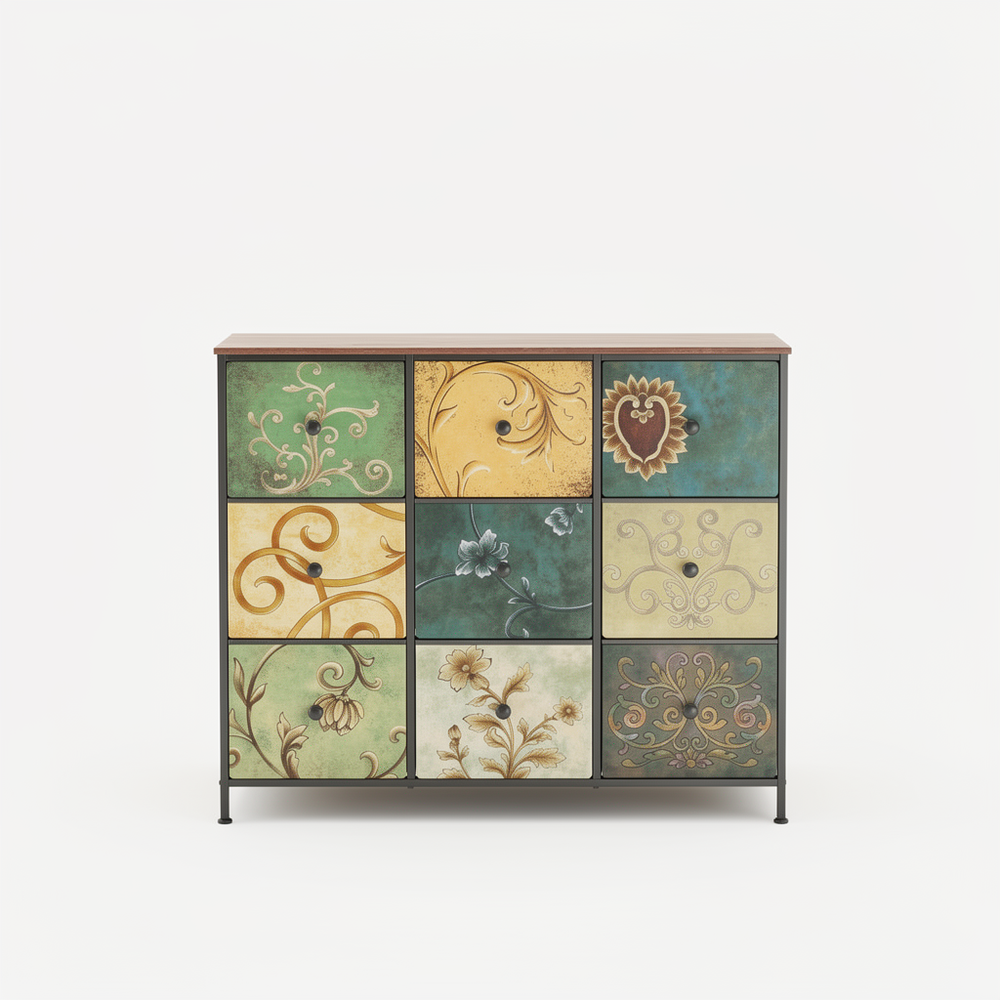 Dressoir Vintage look - 9 Laden - Hout - Metaal