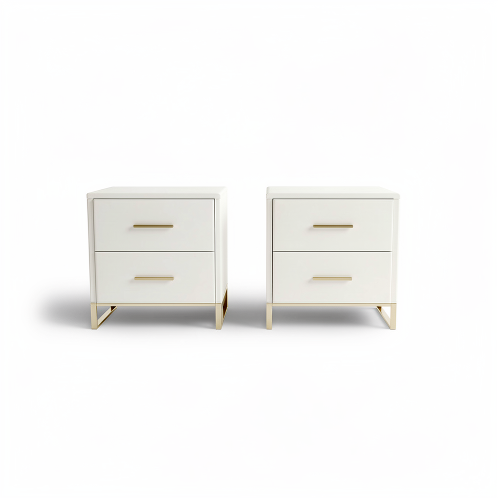 Nachtkastjes - Set van 2 - Velours bekleding - Gebroken Wit