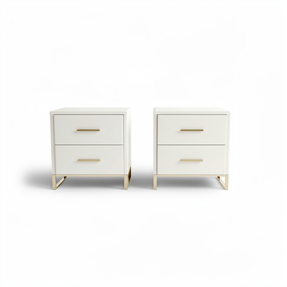 Nachtkastjes - Set van 2 - Velours bekleding - Gebroken Wit