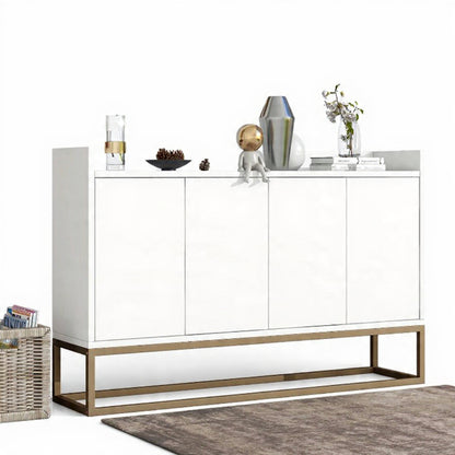 Houten Dressoir - 4 Deuren, Verstelbare Planken, 120 × 30 × 80 cm - Wit/Zwart