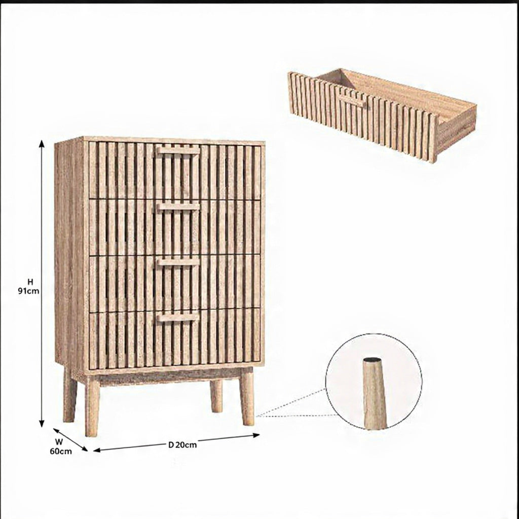Houten Ladekast - 4 of 6 Laden - Moderne Opbergkast, Houtlook - 60 × 34 × 91 cm / 100 × 34 × 73 cm