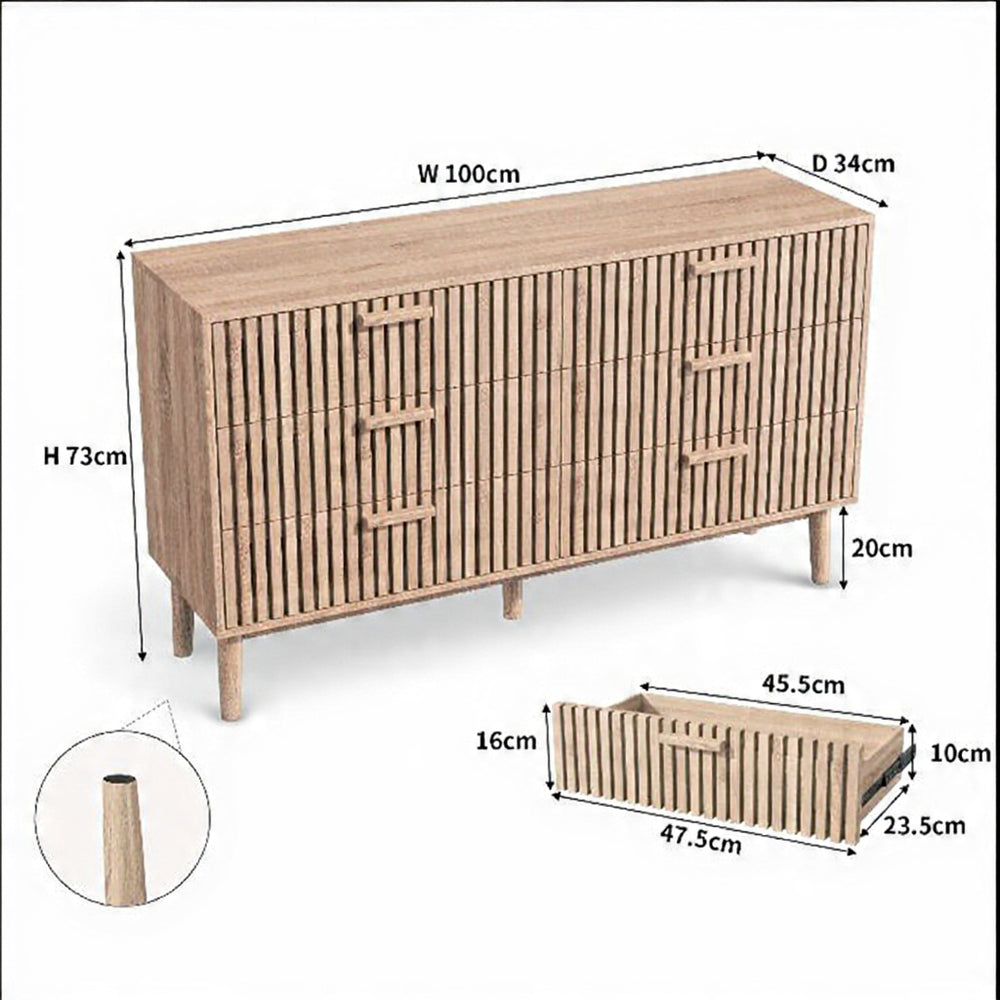 Houten Ladekast - 4 of 6 Laden - Houtlook of Walnoot, 60 × 34 × 91 cm / 100 × 34 × 73 cm