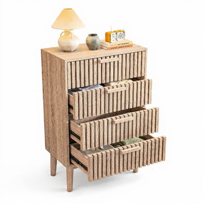 Houten Ladekast - 4 of 6 Laden - Moderne Opbergkast, Houtlook - 60 × 34 × 91 cm / 100 × 34 × 73 cm