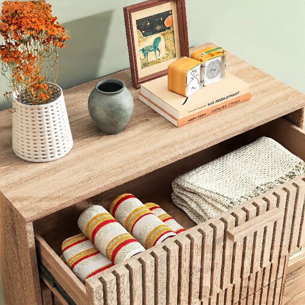 Houten Ladekast - 4 of 6 Laden - Moderne Opbergkast, Houtlook - 60 × 34 × 91 cm / 100 × 34 × 73 cm