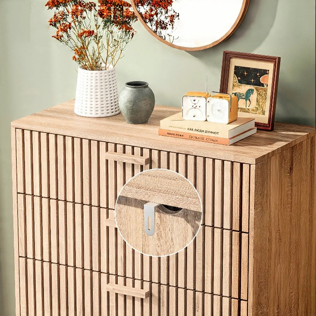 Houten Ladekast - 4 of 6 Laden - Moderne Opbergkast, Houtlook - 60 × 34 × 91 cm / 100 × 34 × 73 cm